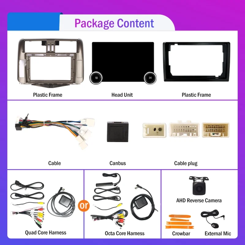 2K resolution car radio for Prado 2010 2013