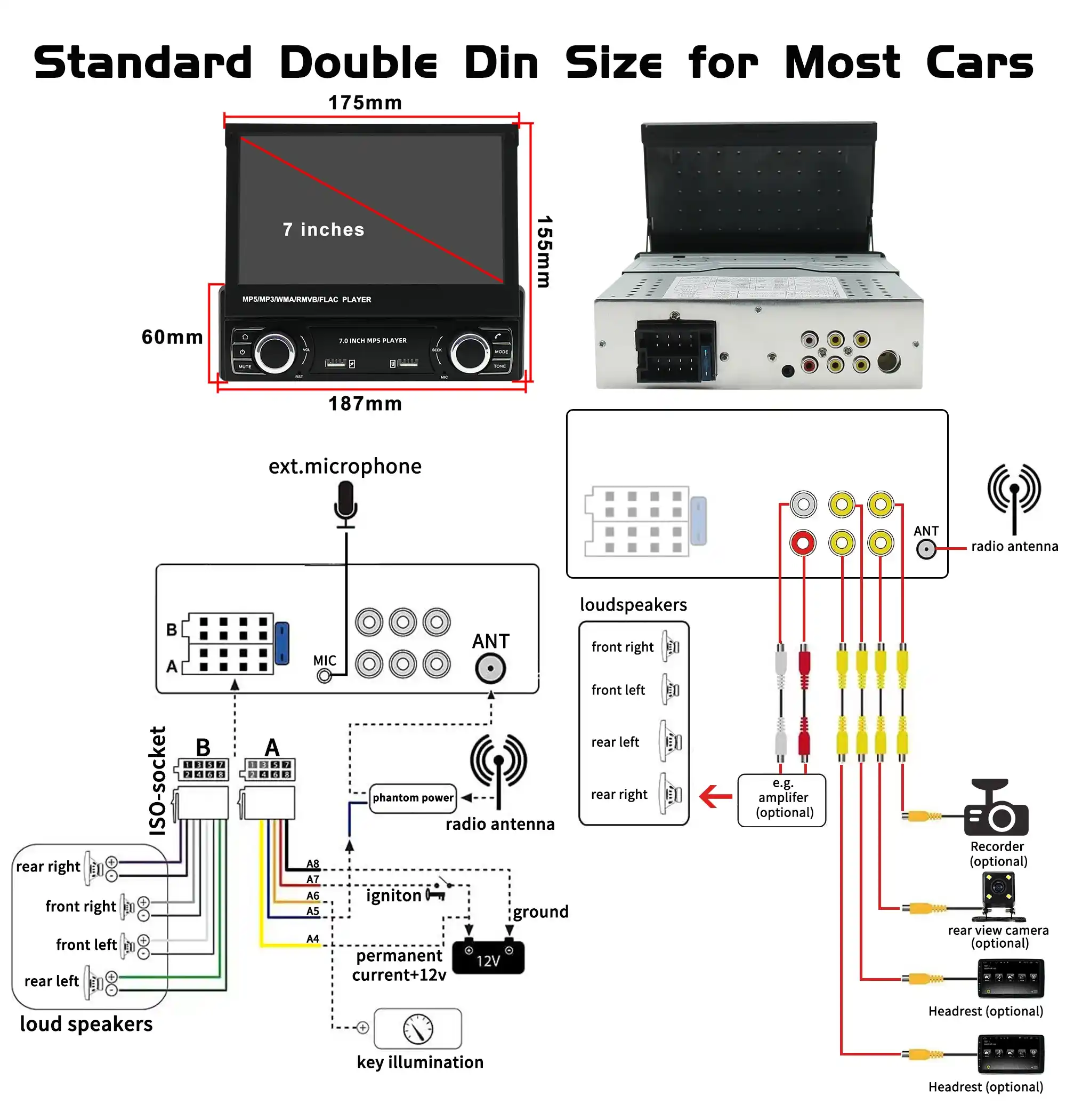 Android 1Din car radio with Bluetooth and IPS display