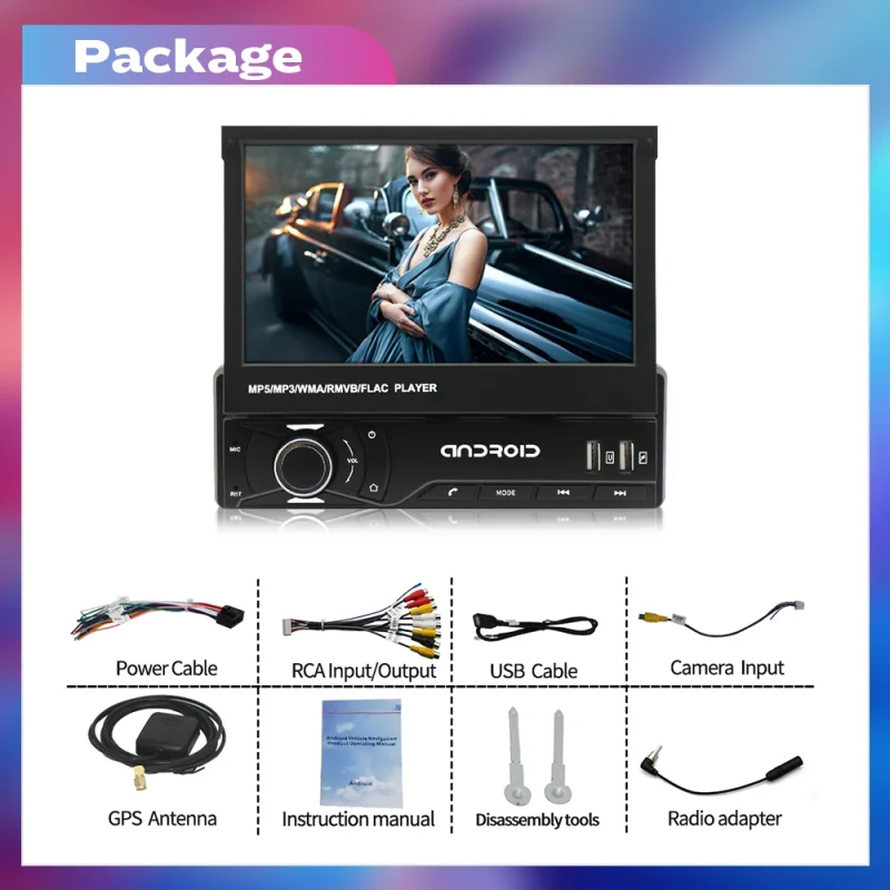 Android 1Din car radio with GPS navigation and multimedia IPS player