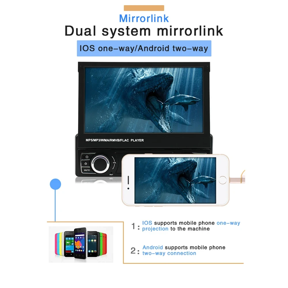 IPS GPS navigation 1Din Android car radio with retractable screen