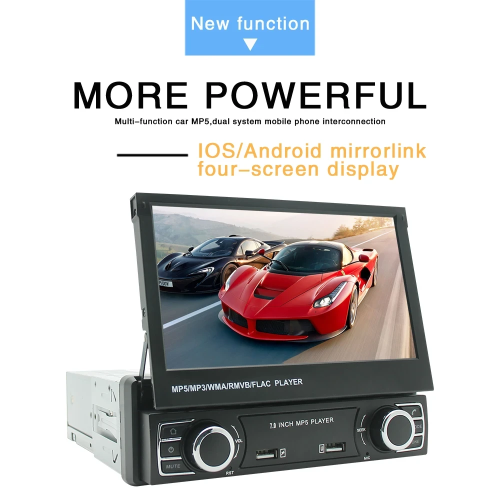 IPS GPS navigation car radio with retractable screen and multimedia player