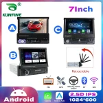 Retractable screen car radio with Bluetooth for Android 1Din IPS stereo