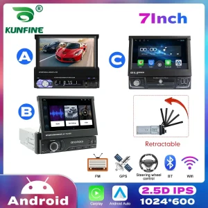 Retractable screen car radio with Bluetooth for Android 1Din IPS stereo