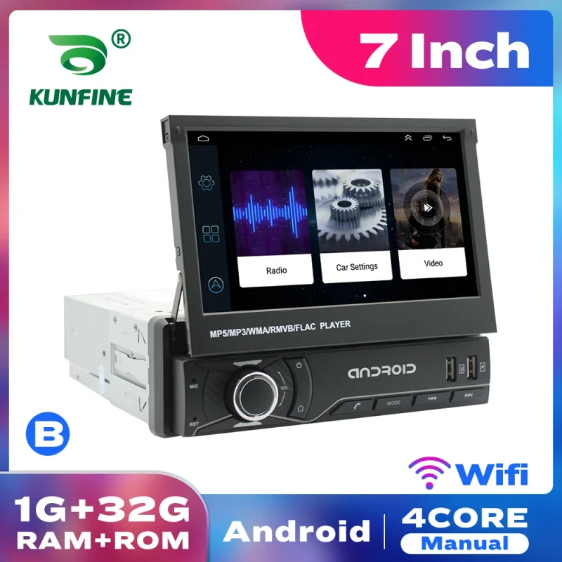 Retractable screen car radio with Bluetooth for Android 1Din multimedia stereo