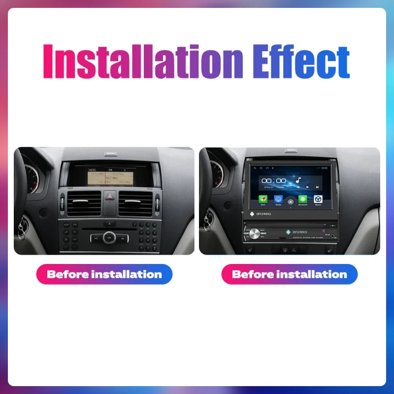 Universal car stereo multimedia video player with retractable Bluetooth screen