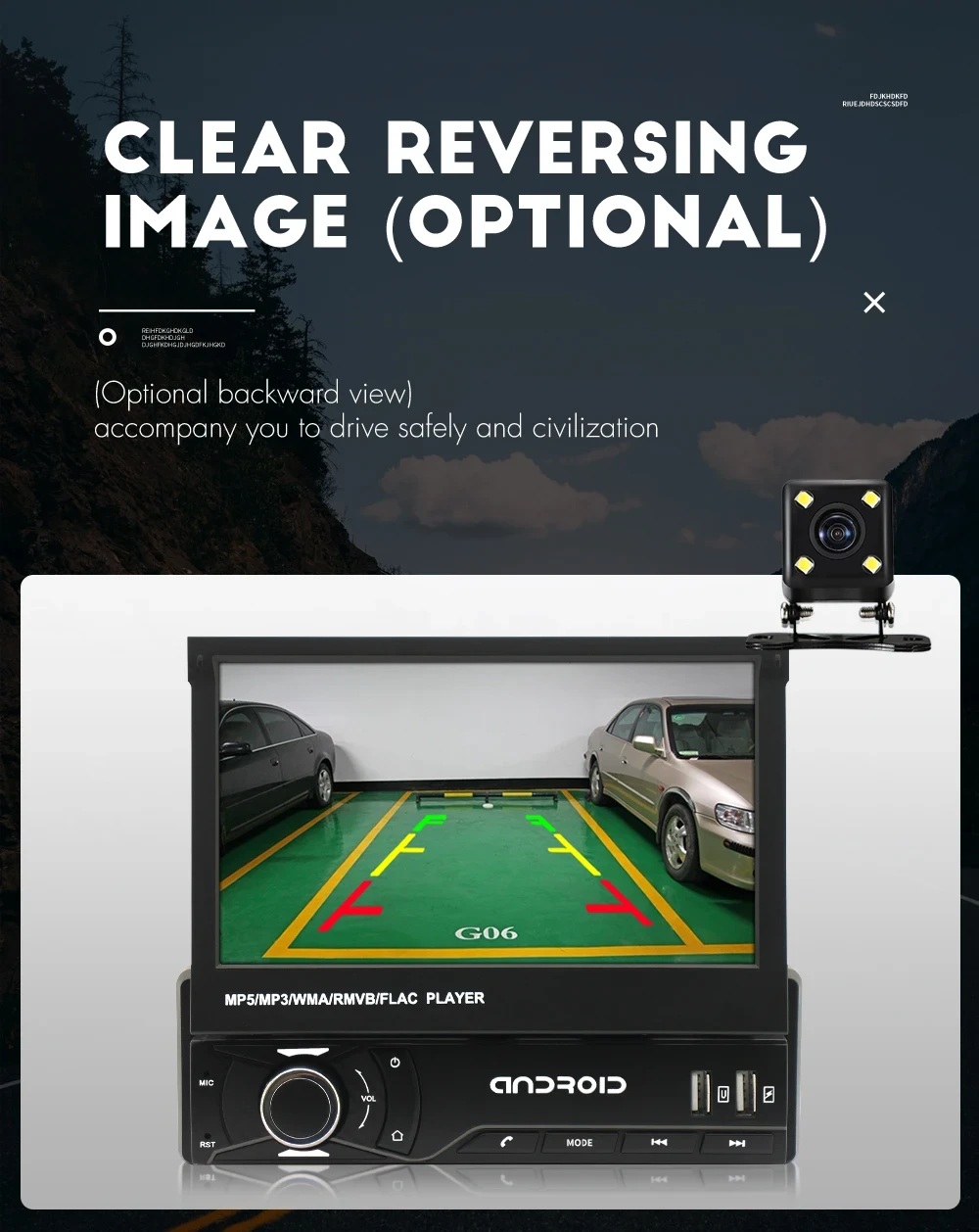 Universal car stereo multimedia video player with retractable GPS screen