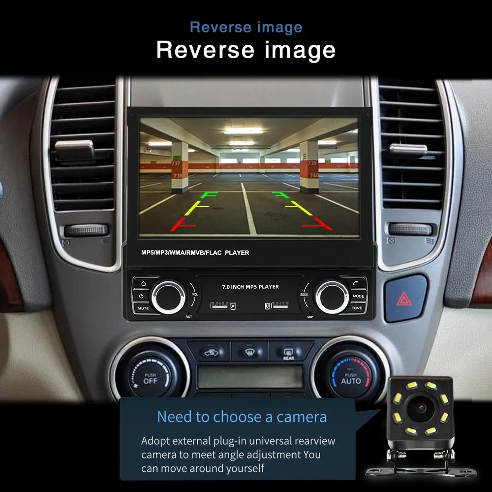 Universal car stereo multimedia video player with retractable IPS screen